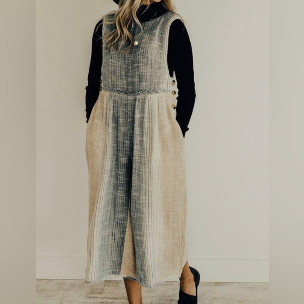 Free People Moad Open Back Cotton Jumpsuit